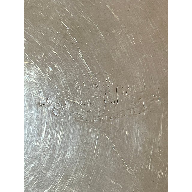 Silver Antique English Footed Silver Plate Salver Tray With Chased Shell Border For Sale - Image 8 of 16