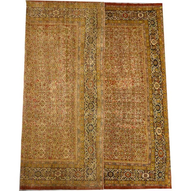 Antique Worn Out 12' X 12' Greenisg Gray Persian Mahal Rug For Sale - Image 10 of 11