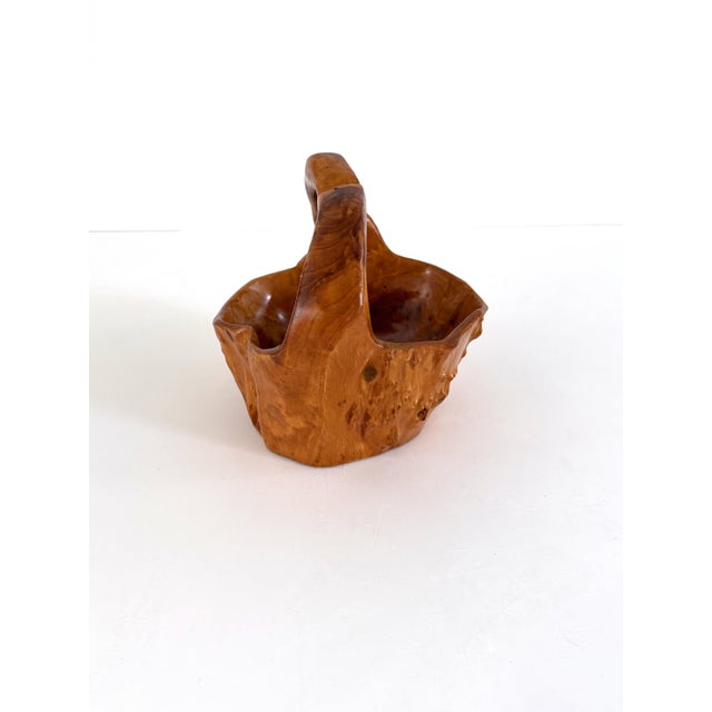 Hand Carved Solid Burl Wood Root Basket For Sale In Houston - Image 6 of 12