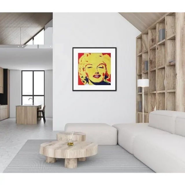 Original Pop Art Yellow and Red Portrait Oil Painting For Sale - Image 12 of 12