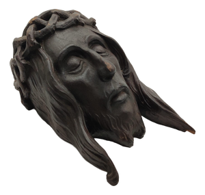 Large Ecce Homo Sacred Relief of Christ's Head in Walnut, 1720s