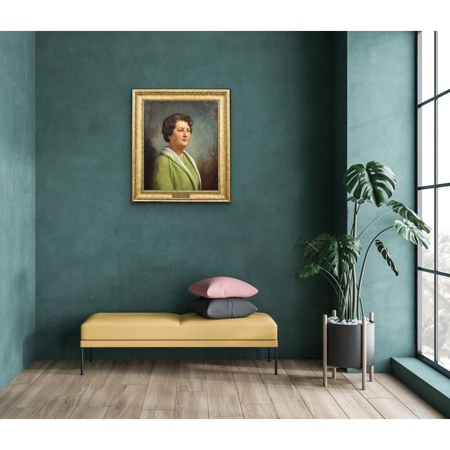 Howard Barron, Katherine Merry Nee Horstmann, Director of Horstmann Gear Company, 1946, Oil on Canvas For Sale - Image 13 of 18