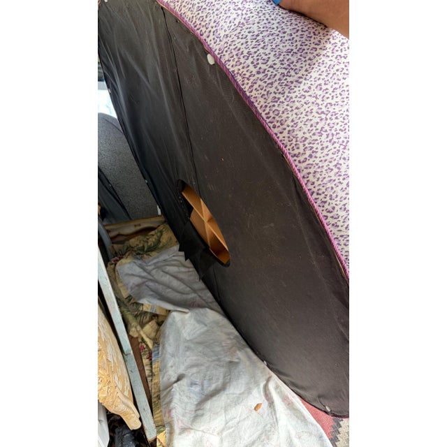 1980s Custom Leopard Purple and White Lobby Sofa Round Sofa 54" For Sale - Image 4 of 4