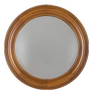 Vintage Italian Round Wall Mirror in Walnut, 1970s