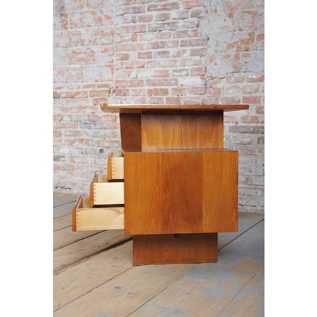 Mid-Century Modern Mid-Century Walnut and Oak Writing Desk from B. Landsman, Czech, 1950s For Sale - Image 3 of 10