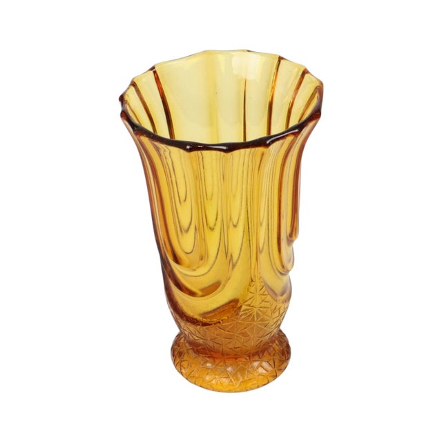 Art Deco Amber-Colored Glass Vase by Henri Heemskerk for Luxor Scailmont, 1930s For Sale - Image 12 of 18