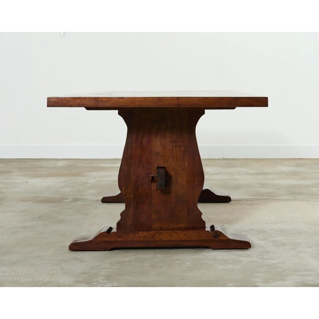 Wood Country English Style Fruitwood Trestle Dining Table For Sale - Image 7 of 12