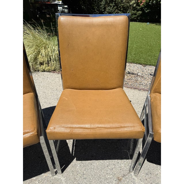 Dillingham Manufacturing Company 1970s Pierre Cardin for Dillingham Set of Six Dining Chairs - Leather/Suede and Chrome For Sale - Image 4 of 12