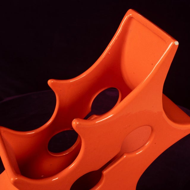Abstract Orange Ceramic Sculptural Vase, 1980 For Sale - Image 17 of 18