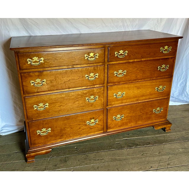 Sienna 1990s Stickley Solid Cherry Double Dresser With Brass Hardware For Sale - Image 8 of 12