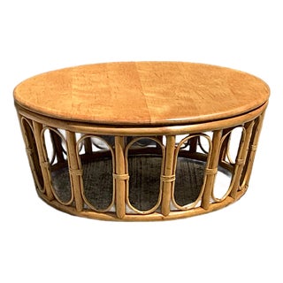 Vintage Looped Rattan Coffee Table For Sale