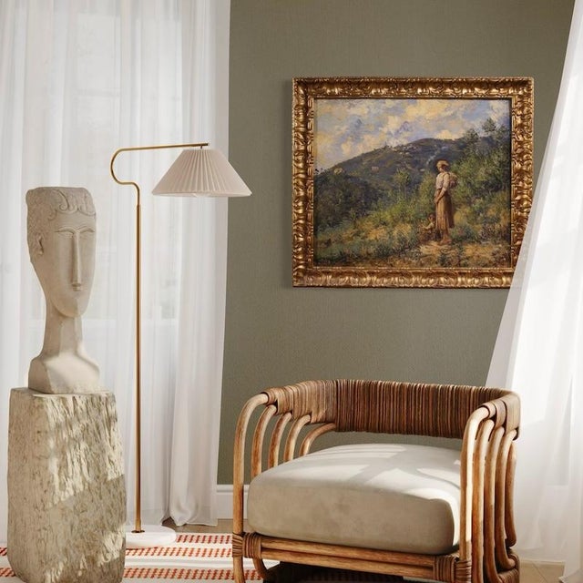Italian School, Landscape with Figure Painting, 1914, Oil on Canvas For Sale - Image 8 of 16