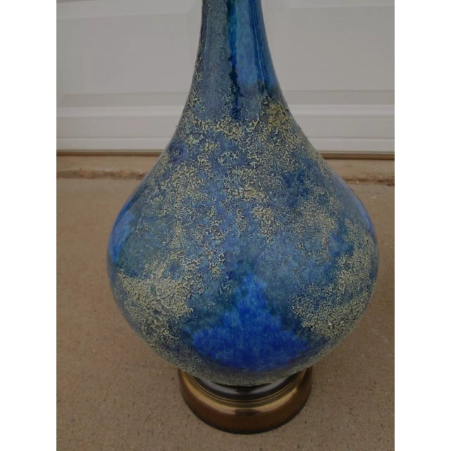 Ceramic Mid 20th Century Helmut Bruchman Style Mid Century Modern Blue Glaze Ceramic Lamps - a Pair For Sale - Image 7 of 12