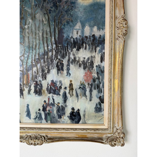 Vintage Impressionist Parisian Boulevard Landscape Oil on Canvas Painting, After Claude Monet For Sale - Image 10 of 13