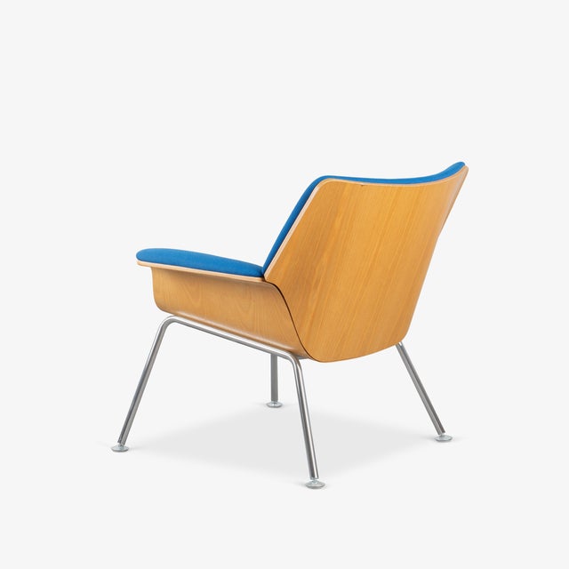 Herman Miller Herman Miller Swoop Plywood Lounge Chairs by Brian Kane in Original Blue Fabric Ash and Polished Chrome For Sale - Image 4 of 12