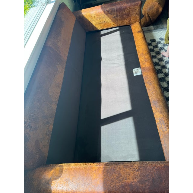Restoration Hardware Restoration Hardware Maxwell 8’ Luxe Leather Sofa – Vintage Cigar For Sale - Image 4 of 11