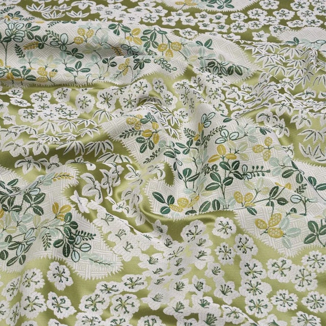 2020s SAMPLE - Schumacher Lorene Fabric In Leaf For Sale - Image 5 of 6