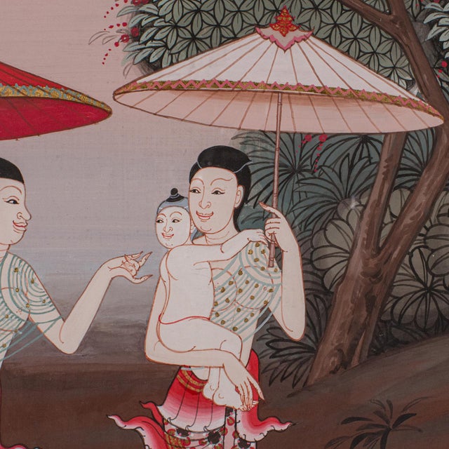 1980's Vintage Folk Art Painting For Sale - Image 6 of 9