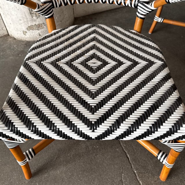 Cb2 Woven Rattan Bistro Dining Armchairs, Set of Six For Sale - Image 11 of 12