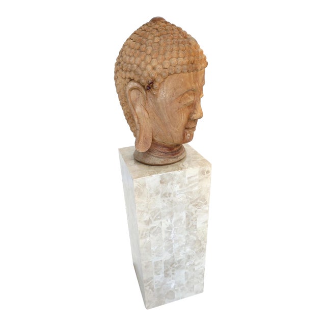 Early 20th Century Antique Buddha Hand Carved Head For Sale
