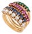 Vintage Sapphire Ruby Emerald Pearl 14k Yellow Gold Multi-Band Ring, Size 6 For Sale