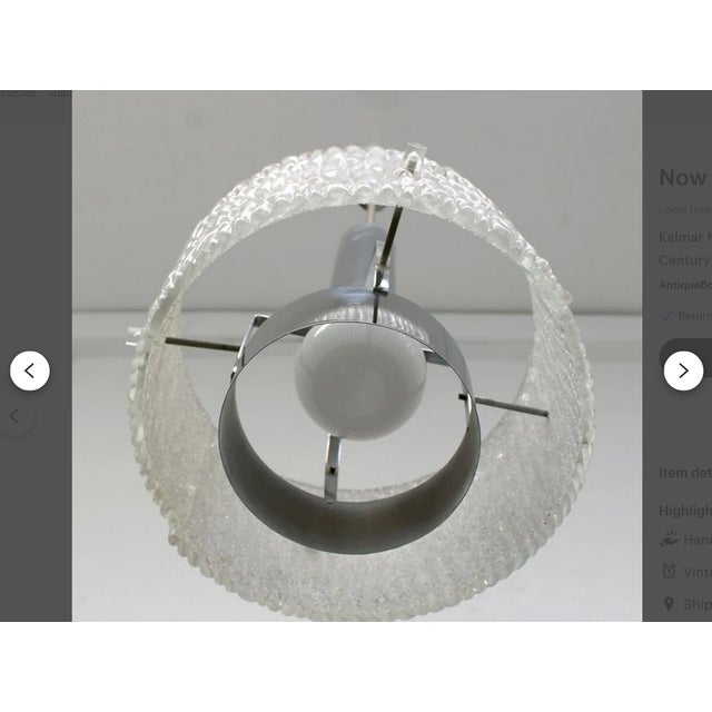 Silver Art Deco Murano Glass Pendant Light from Kalmar For Sale - Image 8 of 12