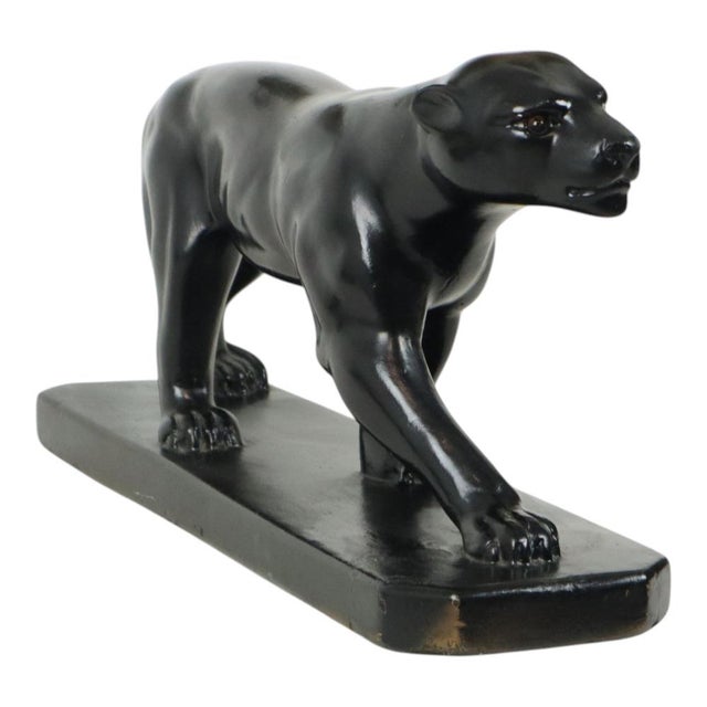 Art Deco French Panther Sculpture in Black Lacquered Plaster, 1920s For Sale - Image 16 of 18