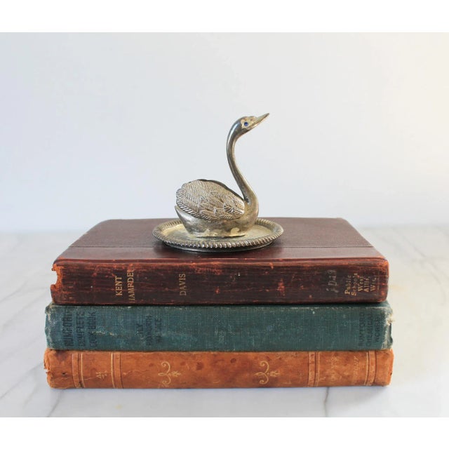 Farmhouse Vintage Silver-Plated Metal Swan Ring Holder / Trinket Dish For Sale - Image 3 of 10
