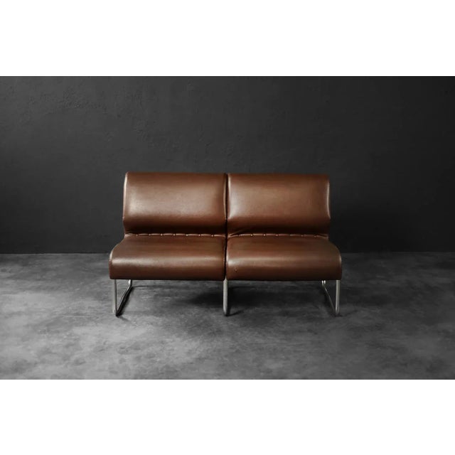 Mid-Century Modern Mid-Century Modern German 2-Seater Brown Steel Frame Lounge Sofa, 1970s For Sale - Image 3 of 18