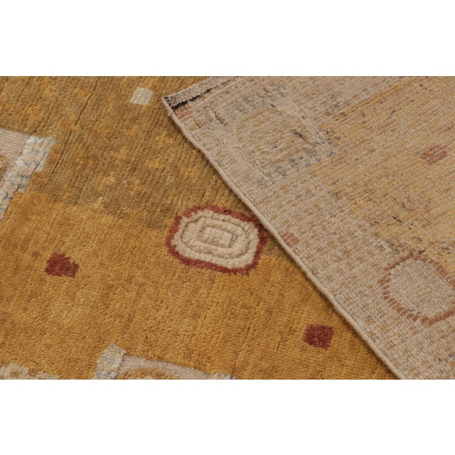 Gold Contemporary Art Deco Style Geometric Gold Wool Rug, by Rug & Kilim, India For Sale - Image 8 of 10