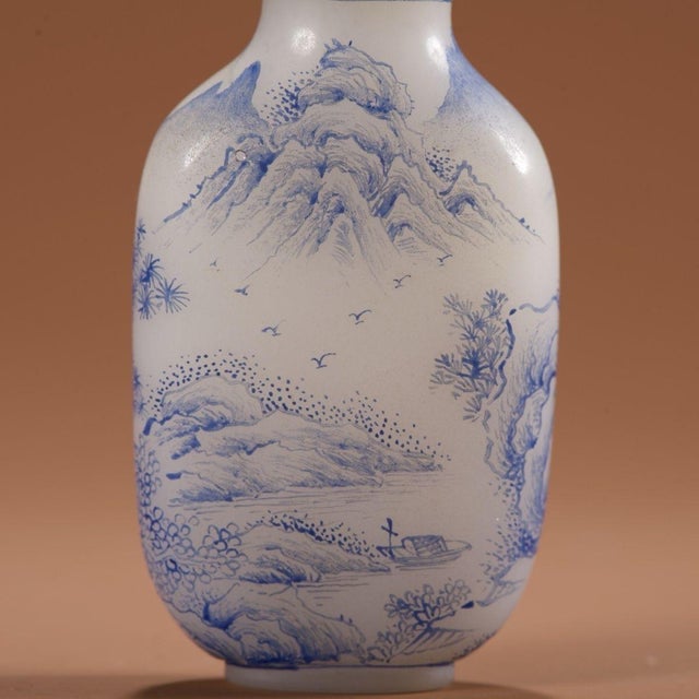 Late 19th Century Glass Snuff Bottle With Enamel Landscape Scene, 119g For Sale In Los Angeles - Image 6 of 9