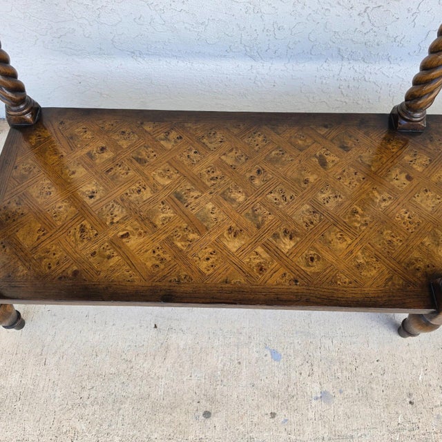 Theodore Alexander Burl Parquetry Console Table With 4 Drawers For Sale - Image 15 of 18