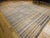 19th Century American Amish Rag Rug, Handwoven Wool & Cotton, Stripe Pattern, Tan & Pale Blue, 10x14 For Sale - Image 11 of 12