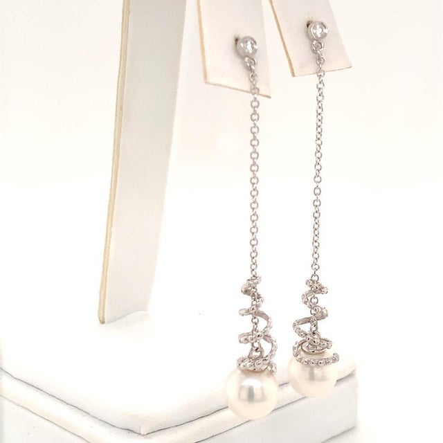 Akoya Pearl Earrings 14k White Gold Certified For Sale - Image 12 of 13