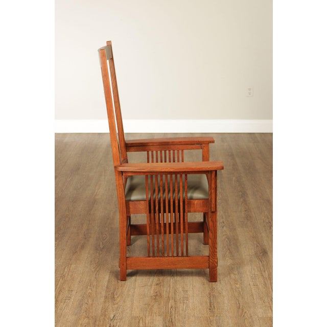 Stickley Mission Collection Pair of Oak Spindle Armchairs For Sale - Image 15 of 18