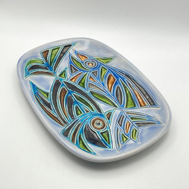 Avraham Gofer Modernist Signed Wall Decor Plate With Abstract Fish Motif For Sale - Image 10 of 18