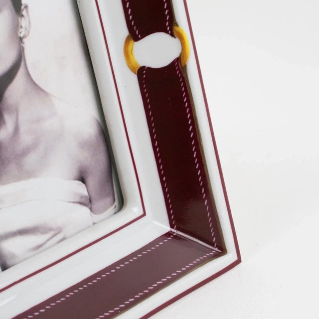 Hermes Paris White and Red Porcelain Picture Frame For Sale - Image 9 of 11