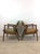 Mid-Century Modern Pair of Mid Century Modern Green & Gold Vinyl Lounge Chairs With Walnut Frames For Sale - Image 3 of 12