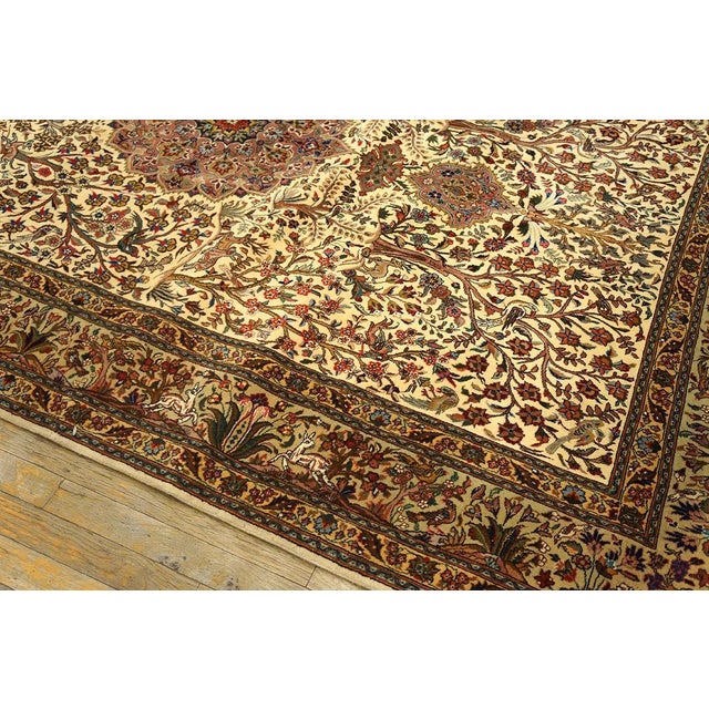 1940s Beige Antique Medallion Cyprees Tree Tabriz Northwestern Knotted Wool Rug For Sale - Image 4 of 5