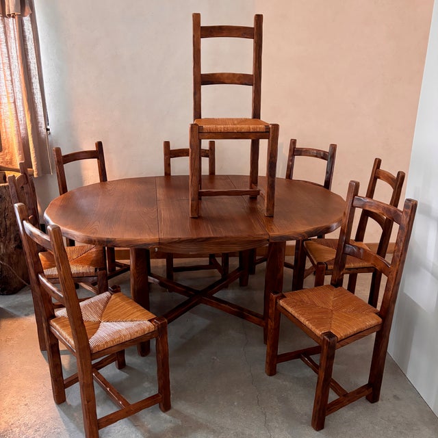 Wooden Extendable Dining Table and Chairs, Set of 9 For Sale - Image 14 of 14