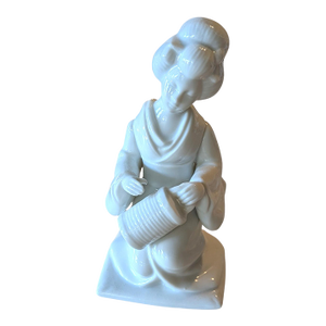 Blanc De Chine Seated Japanese Geisha Asian Lady Figurine