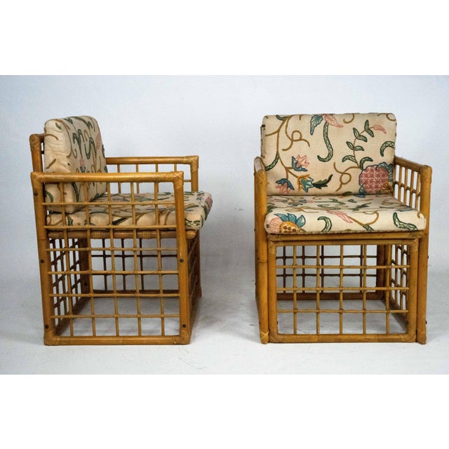 1960s Vintage Rattan and Bamboo Armchairs from Vivai Del Sud, 1960s, Set of 2 For Sale - Image 5 of 8