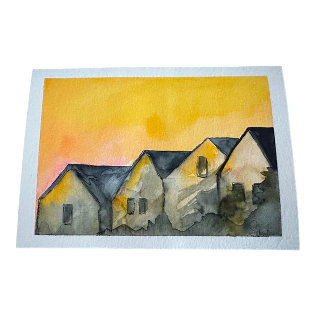 “Sunset Row” Original Watercolor Painting by Nancy Smith For Sale