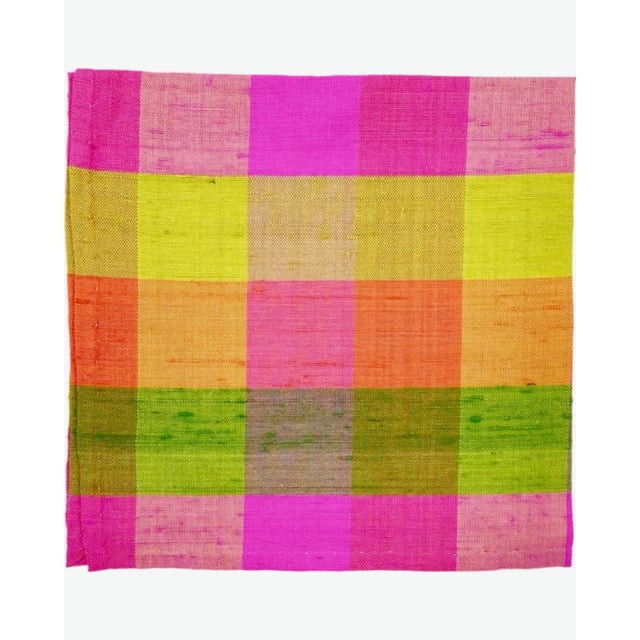 Vintage Mid-Century Modern Pink Silk Gingham Plaid Cocktail Napkins - Set of 4 For Sale - Image 9 of 10