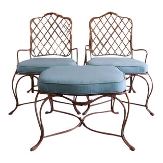 Late 20th Century Rose Tarlow Style Twig Outdoor Chairs & Ottoman, 5 Pieces For Sale