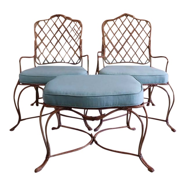 Late 20th Century Rose Tarlow Style Twig Outdoor Chairs & Ottoman, 5 Pieces For Sale