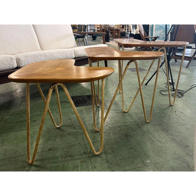 Brown Nesting Tables by Jacques Hitier, 1952, Set of 3 For Sale - Image 8 of 12