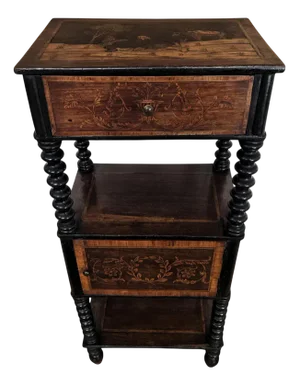 Antique Italian Marquetry Fruitwood Inlay Side Table, 1890s