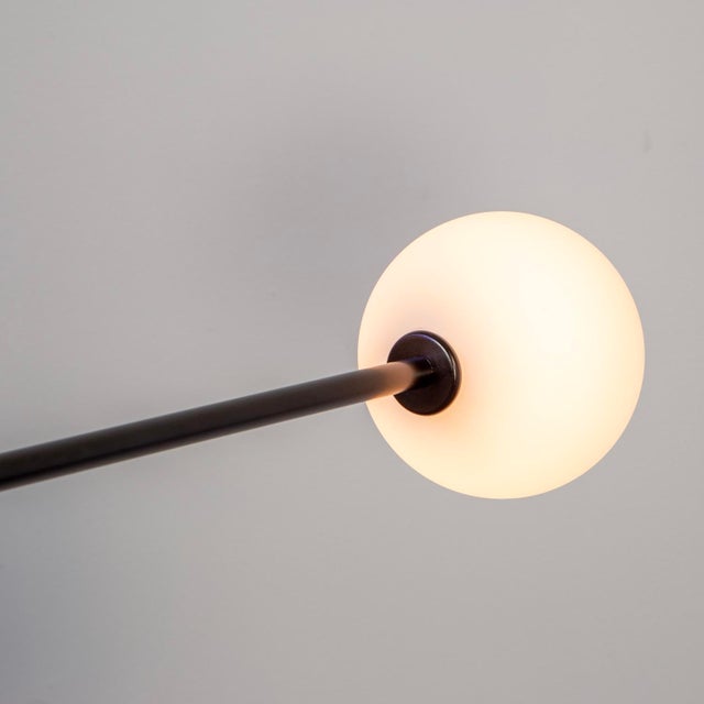 Black Globe Chandelier 3, Black, 27.25in H, 5 Inch Glass Globes, by Research.Lighting, Modern, Minimal Hanging Light For Sale - Image 8 of 10