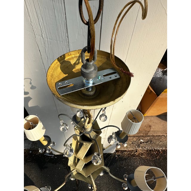 Vintage Six Arm Painted Metal Chandelier For Sale - Image 12 of 12
